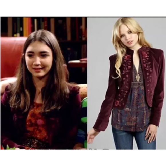 LUCKY BRAND Plum Putple Pink Velvet Floral Embroidered Jacket Blazer XS NWOT - Picture 3 of 8